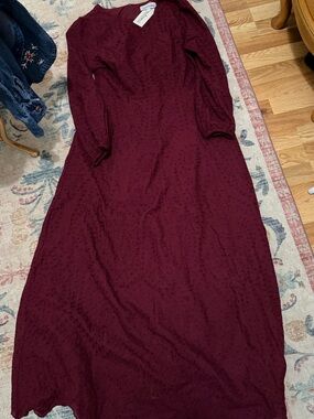 Women's Long Sleeve Burgundy Dress